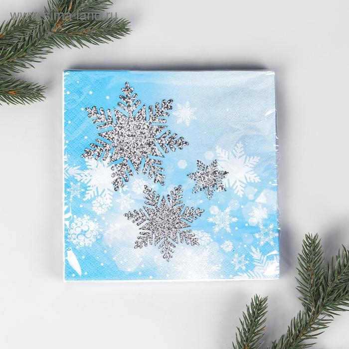 Салфетки бумажные &laquo;Снежинки&raquo;, 33х33 см, набор 12 шт.