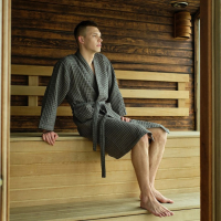 Халат вафельный мужской удлиненный Этель "Boho" размер 58-60, цвет светло-серый, 100% хлопок, 290 г/м2 Халат вафельный мужской удлиненный Этель "Boho" размер 58-60, цвет светло-серый, 100% хлопок, 290 г/м2