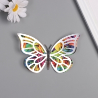 Наклейка бумага, пластик "Бабочки, цветные пятна" серебро набор 12 шт 12 см, 10 см 8 см