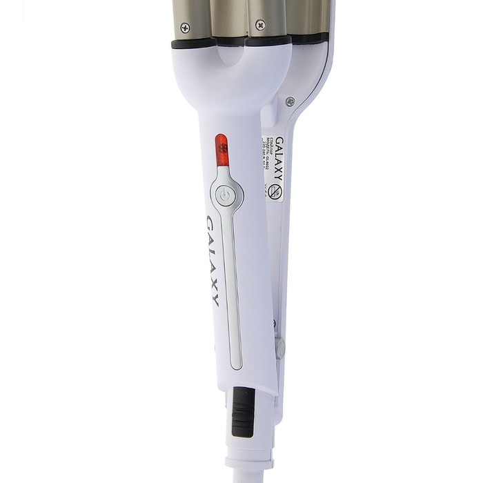 Плойка Galaxy GL 4602, 60 Вт, керамическое покрытие, d=16 мм, 200&deg;С, белая