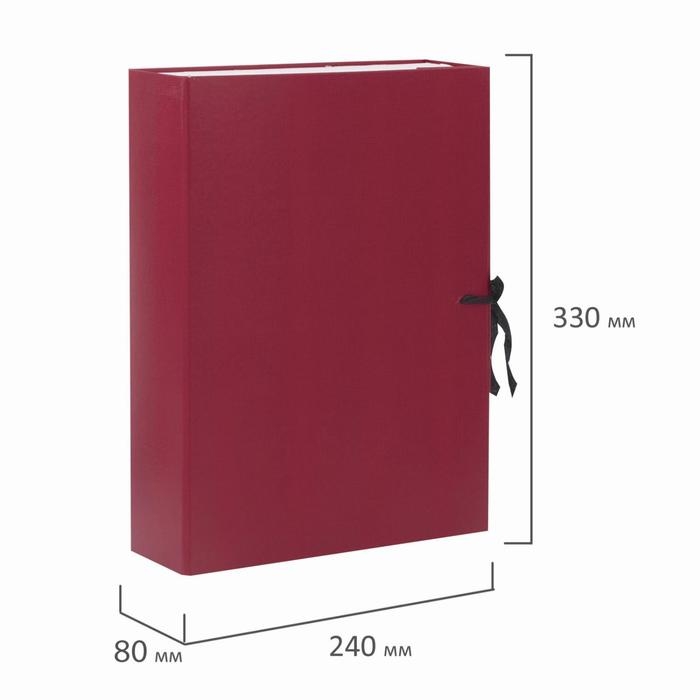 Короб архивный с завязками А4 Calligrata, 80 мм , бумвинил, до 700 листов, бордовый Короб архивный с завязками А4 Calligrata, 80 мм , бумвинил, до 700 листов, бордовый