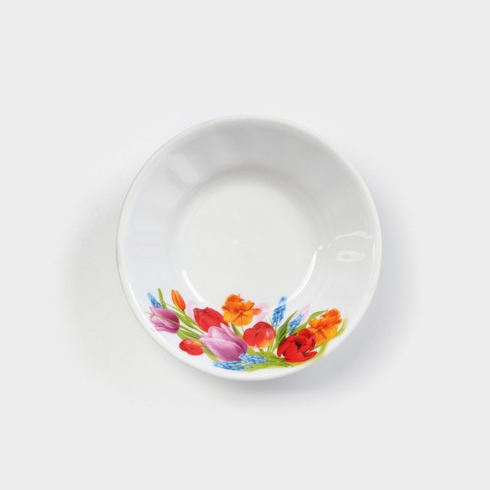 Блюдце фарфоровое для варенья &laquo;Майский букет&raquo;, d=11 см, цвет белый