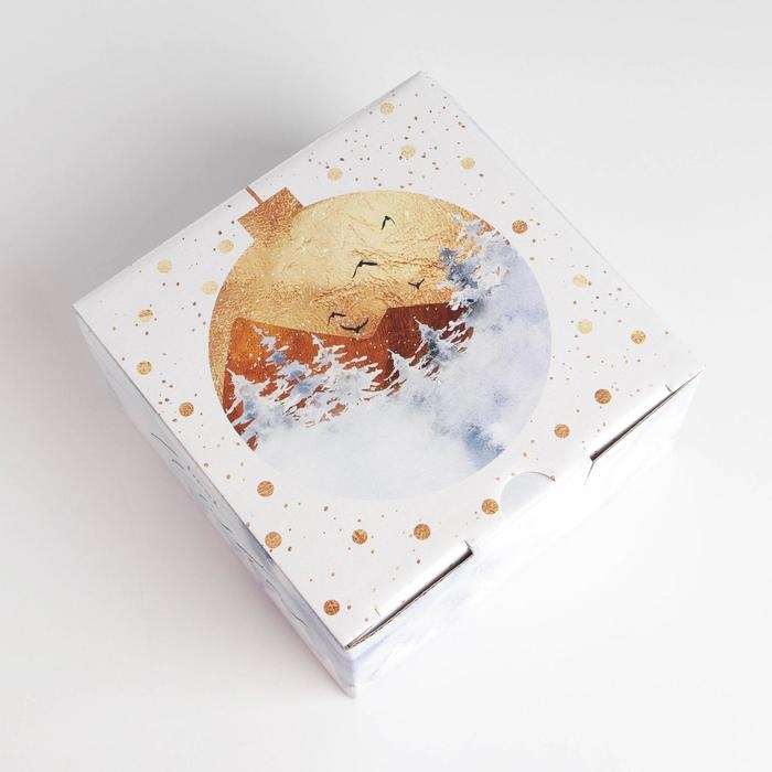 Коробка подарочная новогодняя складная &laquo;Best wishes&raquo;, 15 х 15 х 7 см, Новый год