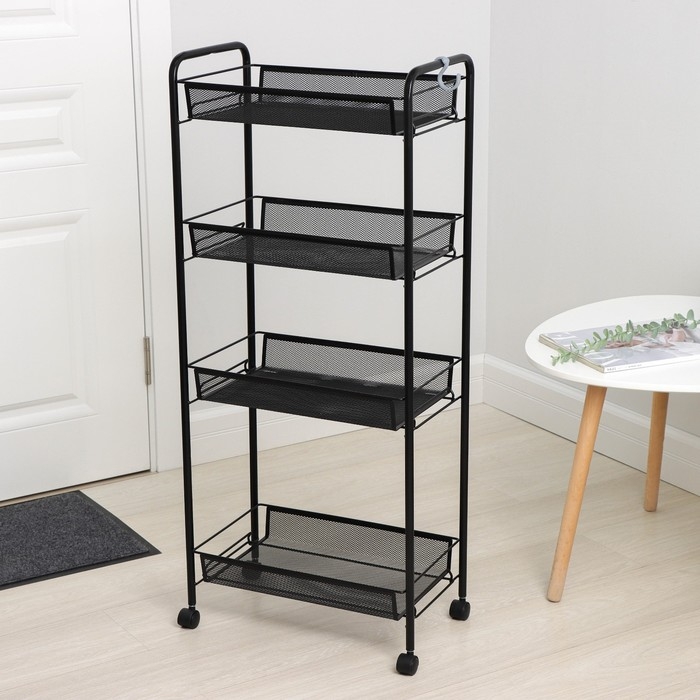 Этажерка &laquo;Ладья 24К&raquo;, 4 яруса, 44&times;25&times;100 см, цвет чёрный