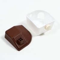 Домик для грызунов угловой, 11,4 х 10,7 х 10,7 см, коричневый