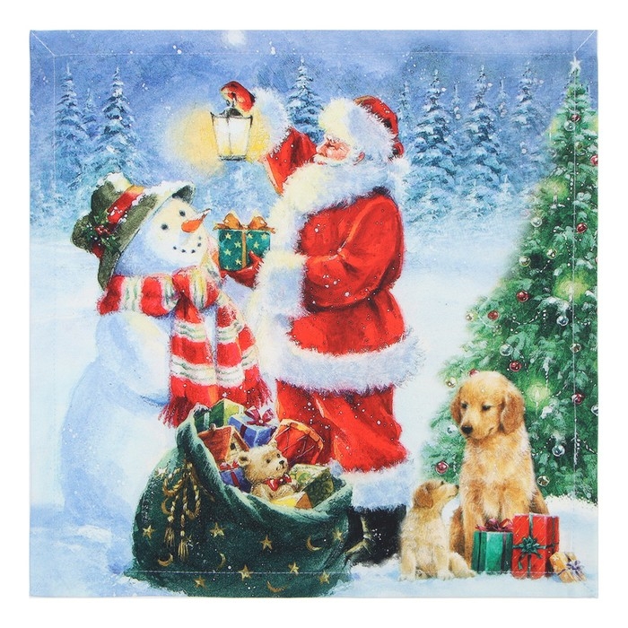 Набор новогодних салфеток Этель &laquo;Рождественский вечер&raquo;, 40х40 см - 4 шт, хлопок, саржа