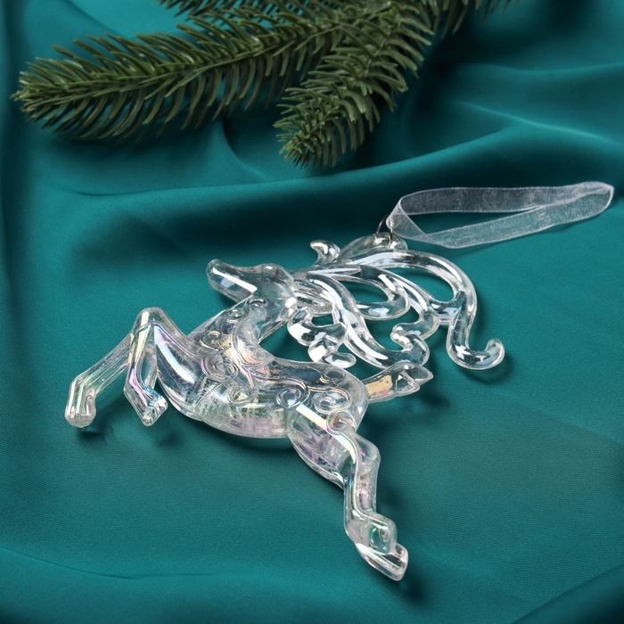 Украшение ёлочное "Олень витые рога " 12х11 см , прозрачный перелив