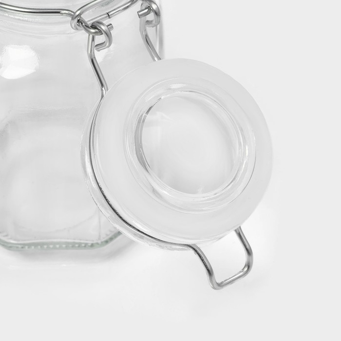 Банка стеклянная для хранения сыпучих продуктов Доляна &laquo;Грани&raquo;, 100 мл, 6&times;7&times;8 см, с бугельным замком 6 граней