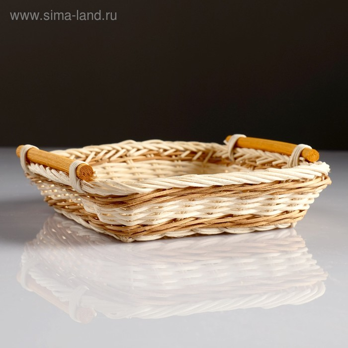 Корзина с ручками, 19&times;19&times;4,5 см, ротанг
