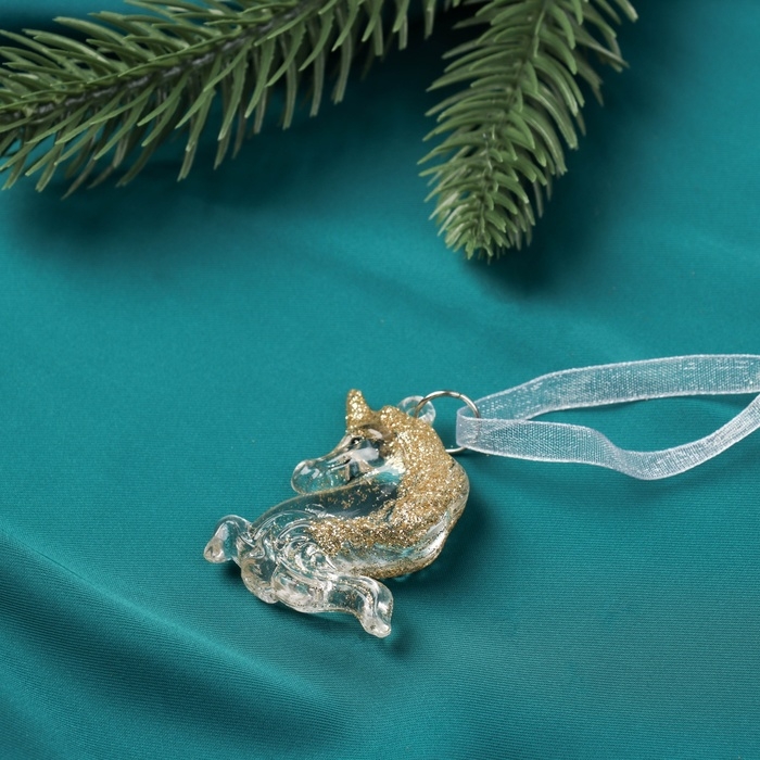 Украшение ёлочное "Единорожки " (набор 2 шт) 4х3,5 см, прозрачный