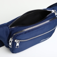 Поясная сумка на молнии, 2 наружных кармана, цвет синий
