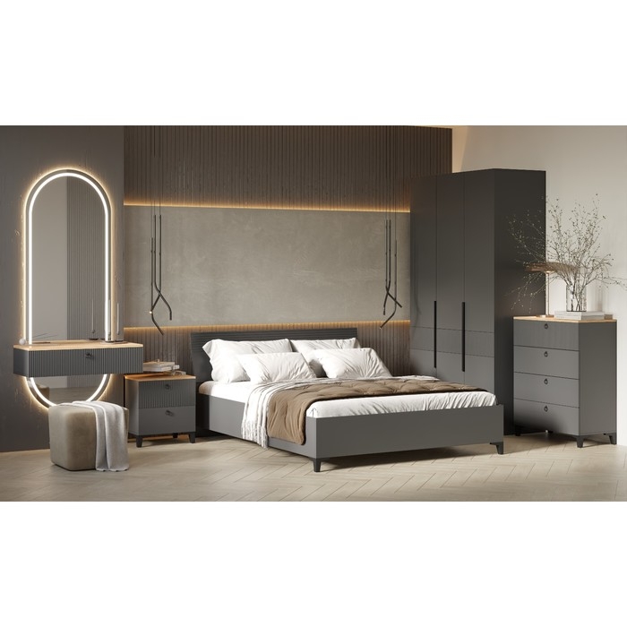 Тумба подвесная Ника, 800х300х180, Графит/Дуб/Эйфория МДФ