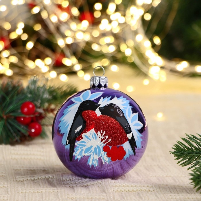 Ёлочный шар d-8 см "Снегири"