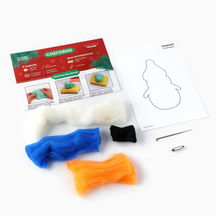 Валяние из шерсти на новый год. Брошь своими руками &laquo;Снеговичок&raquo;, новогодний набор для творчества