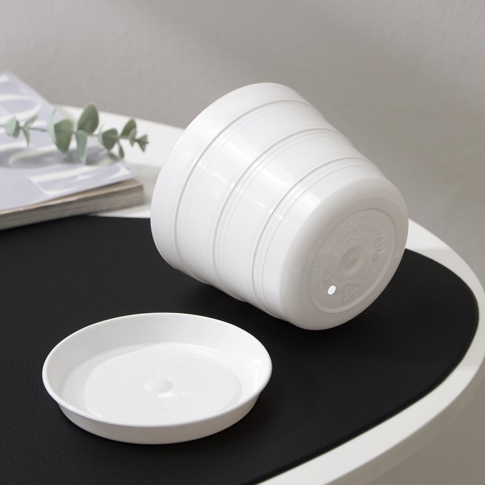 Горшок с поддоном &laquo;Классик&raquo;, 600 мл, цвет белый