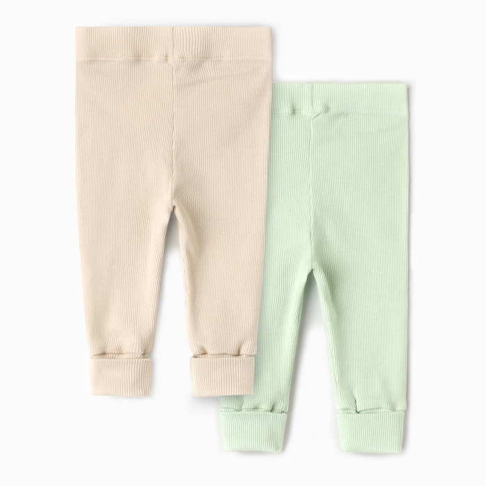Комплект леггинсов детских MINAKU: Basic Line BABY, цвет шалфей/бежевый, рост 74-80