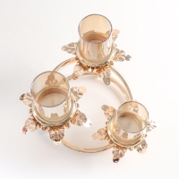 Подсвечник металл, стекло на 3 свечи "Ветвь с листиками" d-5 см золото 15х15х23,5 см Подсвечник металл, стекло на 3 свечи "Ветвь с листиками" d-5 см золото 15х15х23,5 см