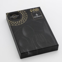 Набор столовых приборов из нержавеющей стали Magistro «Версаль», 4 предмета, цвет металла золотой, красная ручка Набор столовых приборов из нержавеющей стали Magistro «Версаль», 4 предмета, цвет металла золотой, красная ручка