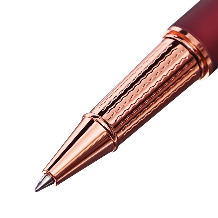 Ручка подарочная роллер в кожзам футляре Софтач корпус бордовый/золото Ручка подарочная роллер в кожзам футляре Софтач корпус бордовый/золото