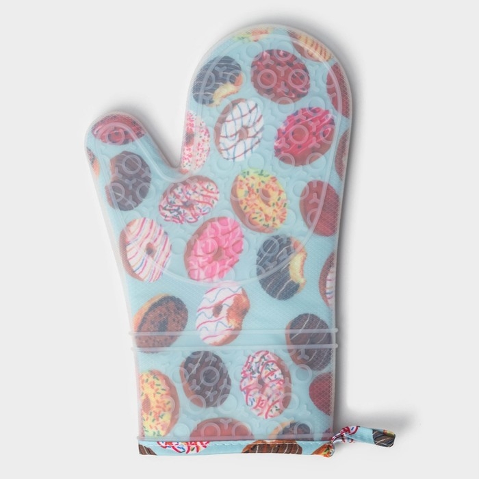 Рукавица для горячего Доляна &laquo;Пончики&raquo;, силикон, 29,5&times;18&times;1 см