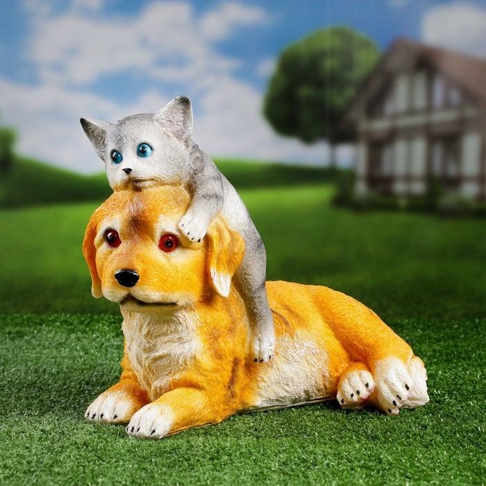 Садовая фигура Садовая фигура "Щенок с котенком" 32х20х25см