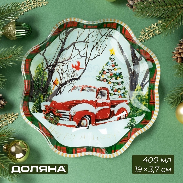 Салатник стеклянный Доляна &laquo;Новогоднее настроение&raquo;, 400 мл, 19&times;3,7 см