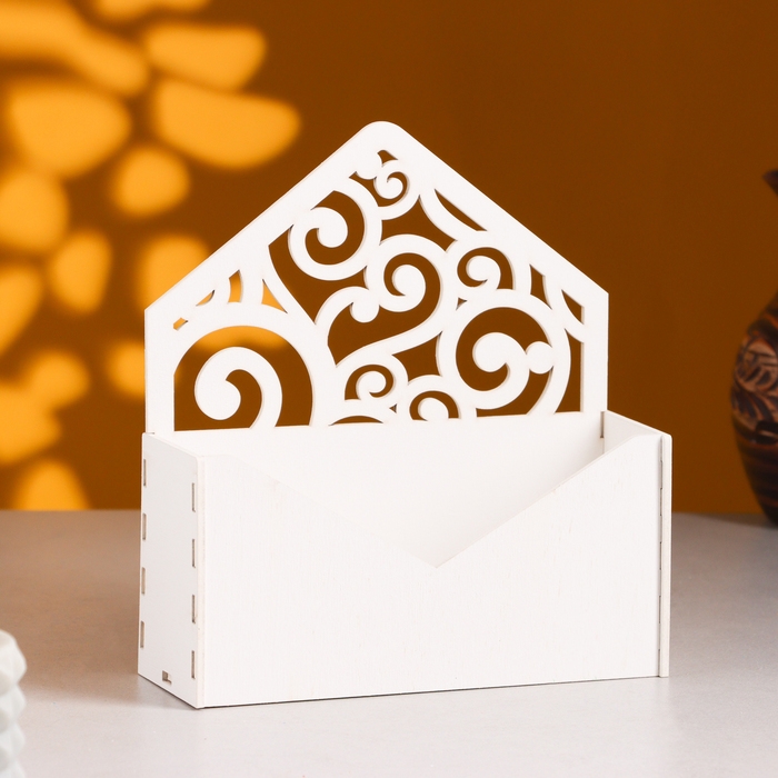 Кашпо деревянное 18&times;6&times;20 см Конверт Радель "Дуновение", белый Дарим Красиво