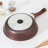 Сковорода Granit ultra red, d=24 см, пластиковая ручка, стеклянная крышка, антипригарное покрытие, цвет коричневый