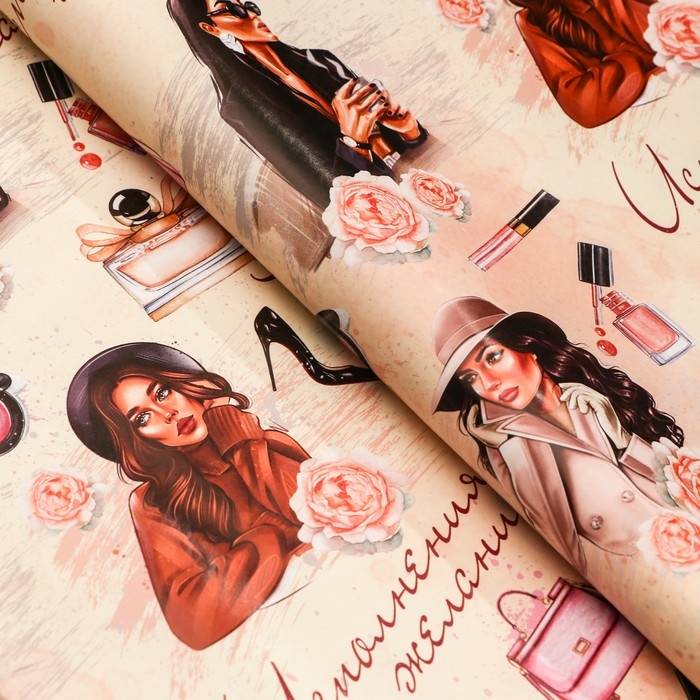 Бумага упаковочная,глянцевая Бумага упаковочная,глянцевая "Мода", 70 х 100 см, 1 лист