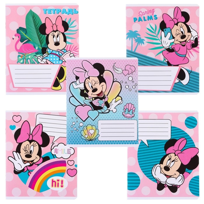 Набор тетрадей 10 штук, 12 листов, 1 сентября, в клетку, обложка мелованный картон, Минни Маус Набор тетрадей 10 штук, 12 листов, 1 сентября, в клетку, обложка мелованный картон, Минни Маус
