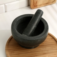 Ступка с пестиком из камня большая, 1000 мл, черная, в коробке