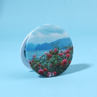 Зеркало складное (2) с/увел ПЛЯЖ d7.5см пластик/бумага цветы пакет QF