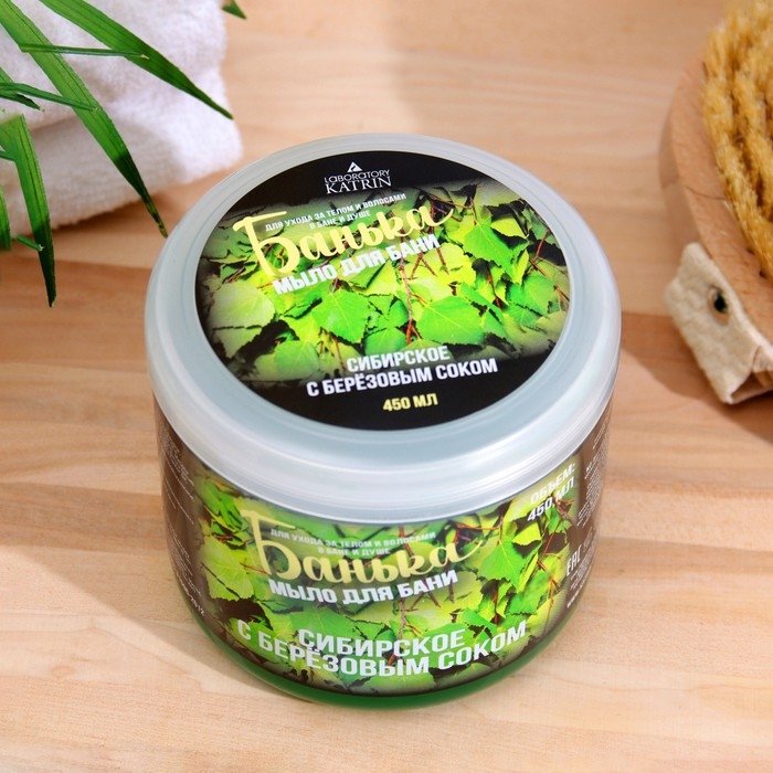 Густое мыло для бани Сибирское с березовым соком 450 мл