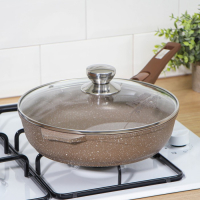 Сковорода &laquo;Гранит&raquo;, d=26 см, съёмная ручка, стеклянная крышка, антипригарное покрытие, цвет коричневый