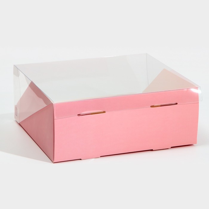 Коробка кондитерская с PVC-крышкой, упаковка, «Розовый», 25 х 22,5 х 10 см Коробка кондитерская с PVC-крышкой, упаковка, «Розовый», 25 х 22,5 х 10 см