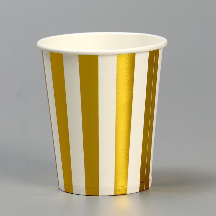 Стакан бумажный &laquo;Полоска&raquo;, набор, 6 шт., цвет золото