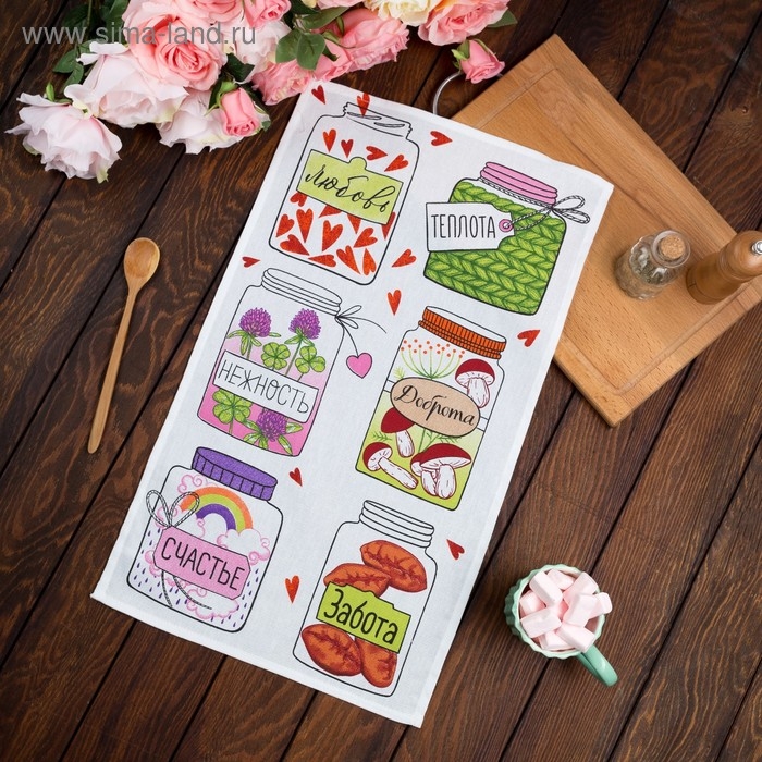 Полотенце кухонное &laquo;Любовь, теплота&raquo;, нежность 34*60 см