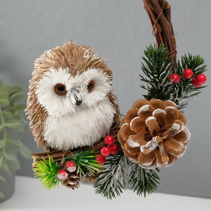 Сувенир подвеска "Совёнок с шишкой" 8,5х13х19 см