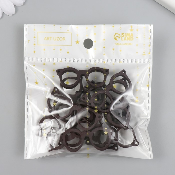 Декор для творчества дерево "Очки" набор 15 шт 1,7х4 см