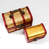 Шкатулка сундучок "Золотые цветы" набор 2 шт 7х6,5х11 см 9,5х14х9 см