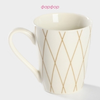 Кружка фарфоровая Доляна &laquo;Золотая нить&raquo;, 320 мл, цвет белый