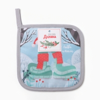 Новый год. Символ года. Змея. Прихватка Доляна "Любви и тепла" 17х17 см, 35% хл, 65% пэ, ватин 250 г/м2