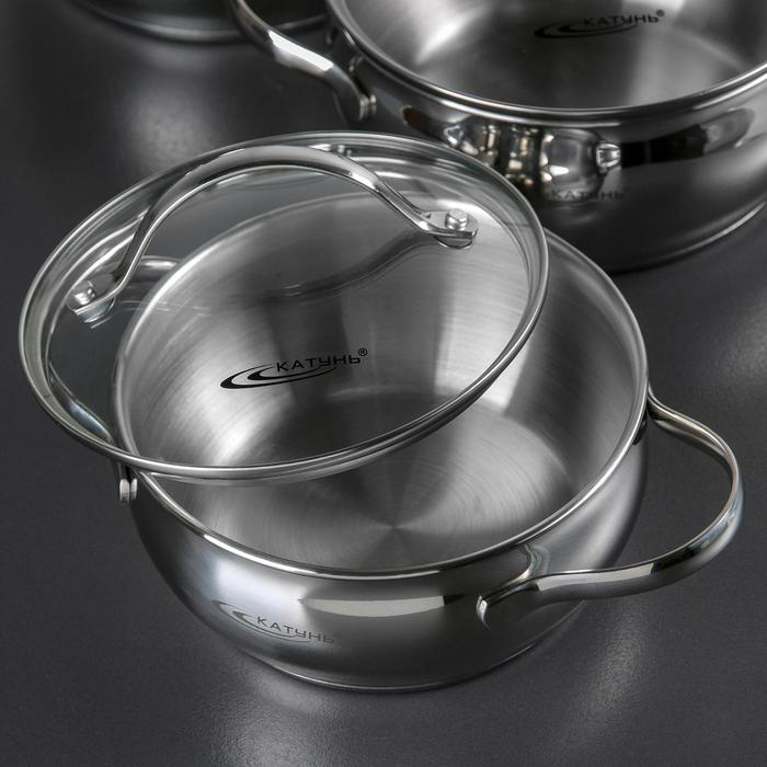 Набор кастрюль &laquo;Медея&raquo;, 3 предмета: 1,6 л, 2,2 л, 3,2 л, капсульное дно, крышки, индукция