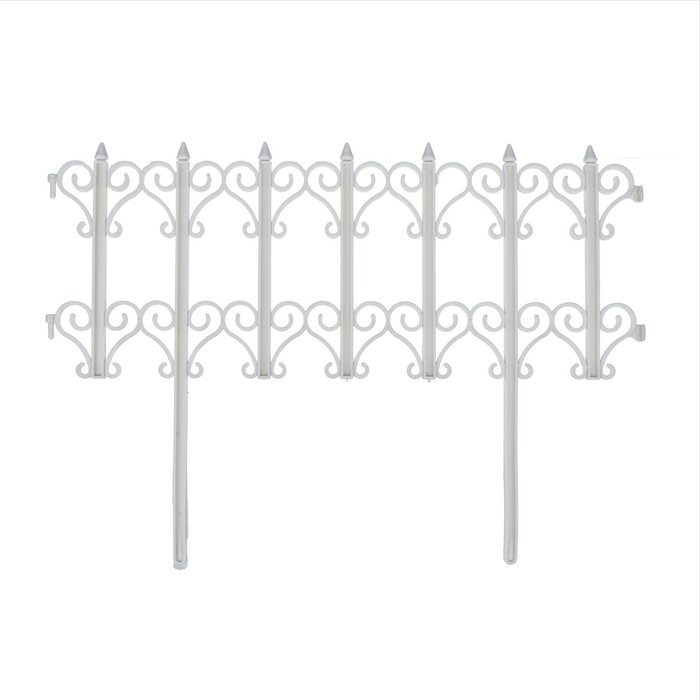 Ограждение декоративное, 25 × 180 см, 5 секций, пластик, белое, «Классика» Ограждение декоративное, 25 × 180 см, 5 секций, пластик, белое, «Классика»