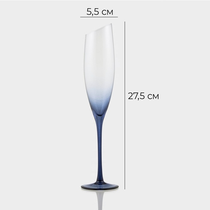Бокал для шампанского стеклянный Magistro &laquo;Иллюзия&raquo;, 160 мл, 5,5&times;27,5 см, на синей ножке