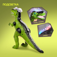 Динозавр радиоуправляемый T-Rex, световые и звуковые эффекты, работает от батареек, цвет зелёный Динозавр радиоуправляемый T-Rex, световые и звуковые эффекты, работает от батареек, цвет зелёный