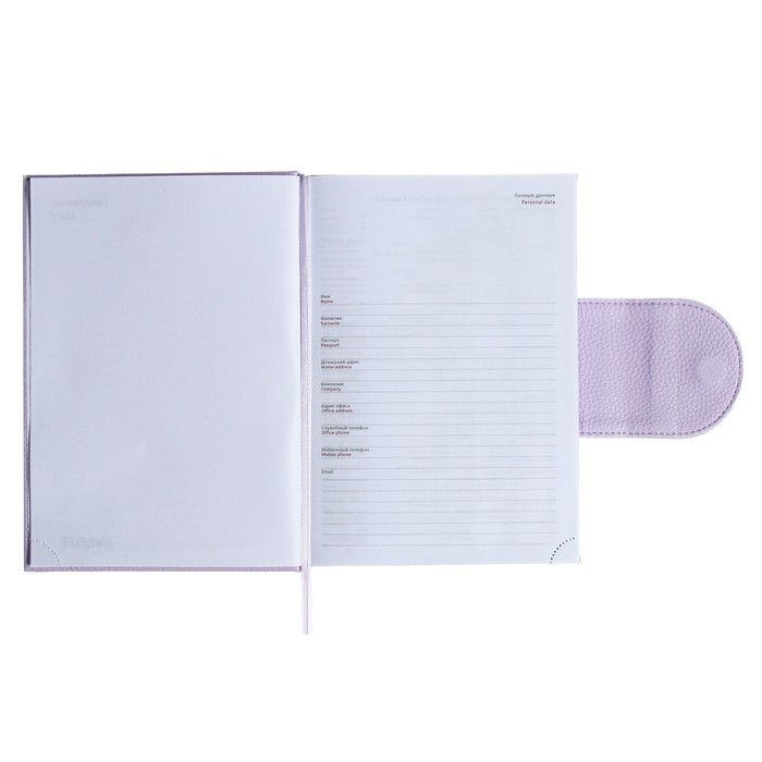 Ежедневник недатированный A5, 160 листов, deVENTE.Contea, твёрдая обложка из искусственной кожи с поролоном, блок 70 г/м2, сиреневый