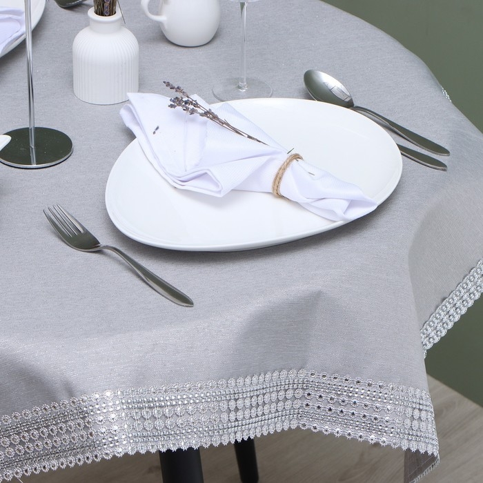 Скатерть Этель со стразами, 85 х 85 &plusmn;5 см, цвет серый, п/э
