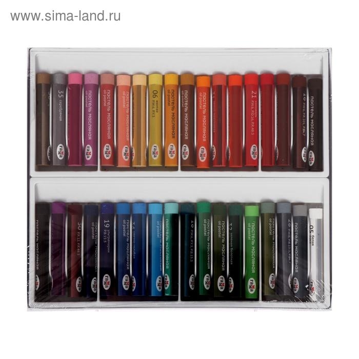 Пастель масляная, набор 36 цветов, Гамма "Студия", d-8мм, l-65мм, в картонной коробке