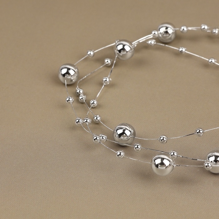 Жемчуг на леске, 3/8 мм, 10 &plusmn; 1 м, цвет серебряный